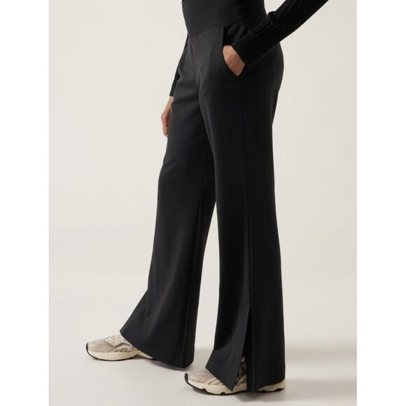 Athleta Venice Flare Pant Black Wide Leg Pants Black Pull-On 882675 Women Size L - Picture 1 of 9